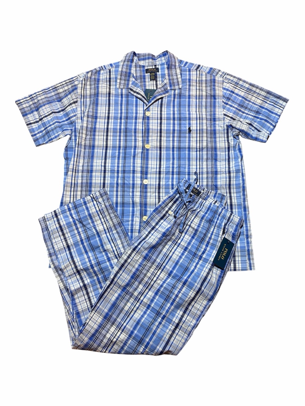 Polo Ralph Lauren Cotton Plaid Pajama Pant Set Button Down Shirt Men’s Sz XL NWT